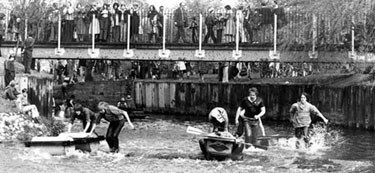 Wilmslow: Raft race at Carr's Park	