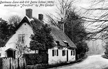Knutsford: Darkness Lane and Old Dame School 1850 - mentioned in 'Cranford' by Mrs Gaskell. 	