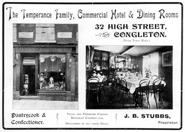 Congleton: Joseph Burton Stubbs, Confectioner, 32 High Street 	