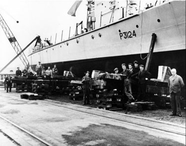 Northwich: HMS Montford prior to launch 	