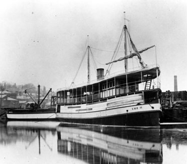 Northwich: African river ferry 'LUZ II' at Isaac Pimblot's shipyard 	