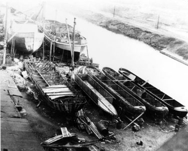 Northwich: Vessels under construction at Yarwood's boatyard 	