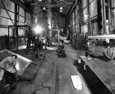 Northwich: Electric welding shop at Yarwood's shipyard 	