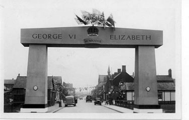 Northwich: Coronation arch for King George VI and Queen Elizabeth II