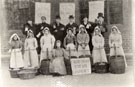 View: FD01081 Frodsham: Frodsham Steam Laundry.  Second from right:  Esther Ann Bebington