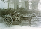 View: FD01406 Frodsham: Delivery Cart in Fluin Lane from Clarke's Grocery Shop , lower Church Street.  