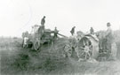 View: FD01420 Frodsham: Agricultural workers with tractor and threshing machine.