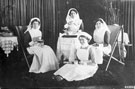 View: FD02242 Frodsham: Four Nurses taking tea.  Crossley Hospital.