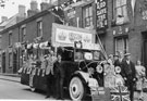 View: FD02586 Frodsham: Church Street. Lorry decorated for 1937 Coronation of King George VI.
