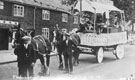 View: FD02706 Frodsham: Frodsham Marsh Carnival. [1925?]   Decorated horses with lorry, Main Street.