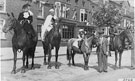 View: FD02709 Frodsham: Frodsham Marsh Carnival.  Group of horse riders in Main Street. 