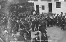 View: FD02720 Frodsham: Memorial Procession with band, Church Street.  Edward VII's death.