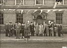 View: FD02768 Frodsham: V.E. Day  Group outside Town Hall Savings Bank 