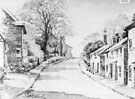 View: FD02825 Frodsham: Bridge Lane from the Saddler's Shop.  Photo of drawing.