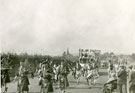 View: FD02904 Frodsham: Scottish Pipe Band.  1920's?   Parading up Fluin Lane.