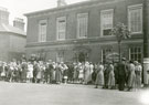 View: FD02906 Frodsham: Sunday Schools.  1920's?  Assembling outside Town Hall.