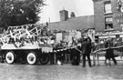 View: FD03035 Frodsham: Horse Drawn Carnival Float - outside District Bank.  