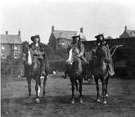 View: FD03184 Frodsham: Three Musketeers Carnival c.1924.  Churchfields Farmyard