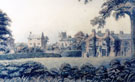 View: FD03257 Frodsham: Painting. R to L: Vicarage, Church, School House and School.  