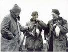 View: FD03277 Frodsham: Wildfowlers on Frodsham Marsh.  R hand side: Pat Cooney.
