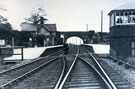 View: FD03587 Frodsham: Norton Station and Signal Box c.1912, view towards Warrington.