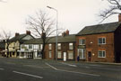 View: FD03688 Frodsham: Site of Rodger's Tailors Shop cottage with white door.  High street 