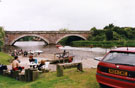 View: FD04382 Frodsham: Water Sports on River Weaver at Frodsham Bridge, with picnicers. 