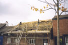 View: FD04414 Frodsham: Thatching Cottage Roof near the Old Hall, Main Street. Autumn 2001