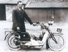 View: FD04686 Frodsham: Mr FH Thornton with a 'Swan' twin cylinder motorcycle which he manufactured in Frodsham. 