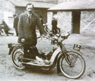 View: FD04687 Frodsham: Mr FH Thornton with a 'Swan' twin cylinder motorcycle which he manufactured in Frodsham.