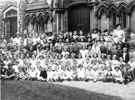 View: FD04966 Frodsham: Trinity Methodist Church Sunday School group before departure of Rev. G.A.F. Gostick.