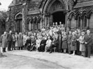 View: FD04972 Frodsham: Group outside Trinity Church after Rev. V.C. Cowell's last service.