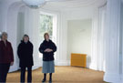 View: FD04991 Frodsham: Group looking at interior of Castle Park House after restoration. 