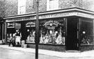 View: FD05082 Frodsham: Hussay's Grocers Shop, formely Lawless, at corner of Main Street and Fountains Lane. 