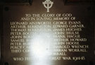 View: FD05173 Frodsham: Memorial Plaque WW1 ,St. Laurence's Parish Church, Frodsham with engraved names.