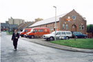 View: FD05241  Royal Mail Sorting Office on corner of Ship Street and St. Lukes Way.  St. Lukes Church in background.