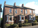 View: FD07516 Frodsham: Sandstone walls front Edwardian property, Bridge Lane 