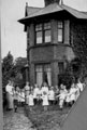 View: FDN2817 Frodsham: Windy Gates, Miss Atkins, Atkins School. Three adults are Misses Atkins. 