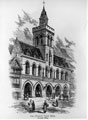 View: c05598 Congleton: Engraving of the Town Hall, High Street 	
