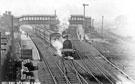 View: c06159 Helsby: Steam train leaving Helsby Junction Railway Station 	