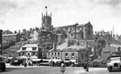 View: c06165 Macclesfield: Parish Church from Waters Green 	