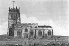 View: c06240 Middlewich: Print of the Parish Church 	