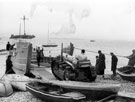 View: c06590 Northwich: Small caterpillar tractor driving aboard a  Yarwood's ferry 	