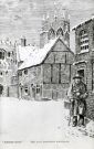 View: c07924 Nantwich: Drawing of the last night watchman on Church Lane