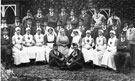 View: c12507 Saughall: patients and nursing staff outside the Vernon Institute Auxiliary Hospital 