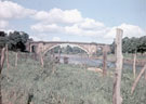 View: ch3577 Grosvenor Bridge from south of river, showing Salmon fishermen 	
