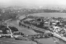 View: ch4001 Aerial view of Grosvenor Bridge, Castle, Old Dee Bridge and River Dee