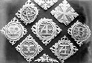 View: ch4528 Carved oak bosses in the roof of the nave of the church of St Mary on the hill