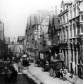 View: ch4669 Chester, Eastgate Street, showing horsedrawn tram and carts 	