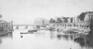 View: ch4944 River Dee showing Hooley's Mills, Old Dee Bridge and Floating baths 	